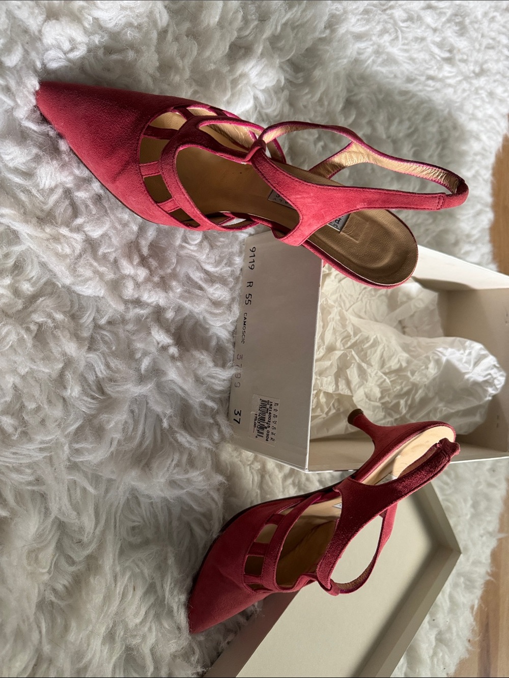 Barneys New York Pink Suede Pointed Slingback Heels